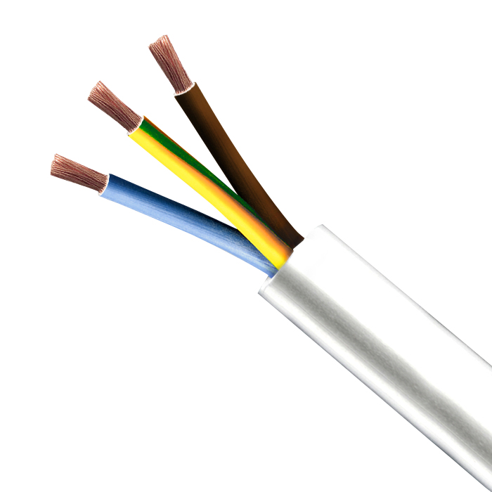 Rollo Cable Eléctrico de 100 m, PVC H05VV-F, Sección 2 x 1 mm2, Color  Blanco